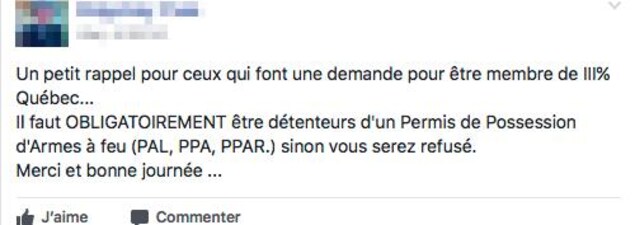 Lors du processus d'accès au groupe, un questionnaire demande aux candidats s'ils sont propriétaires d'armes à feu. Lors du processus d'accès au groupe, un questionnaire demande aux candidats s'ils sont propriétaires d'armes à feu.