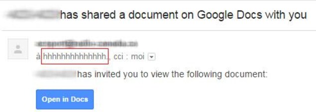 Une capture d'écran du courriel frauduleux sur Gmail montrant le nom du faux compte. Une capture d'écran du courriel frauduleux sur Gmail montrant le nom du faux compte.
