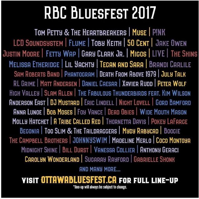 L'affiche du Bluesfest d'Ottawa 2017 L'affiche du Bluesfest d'Ottawa 2017