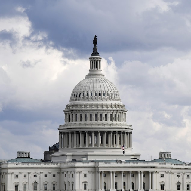 L'&eacute;difice du Capitole &agrave; Washington  sous un ciel gris.