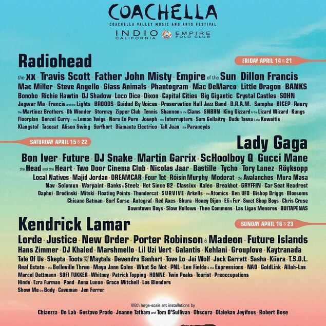 L'affiche du festival Coachella 2017 L'affiche du festival Coachella 2017