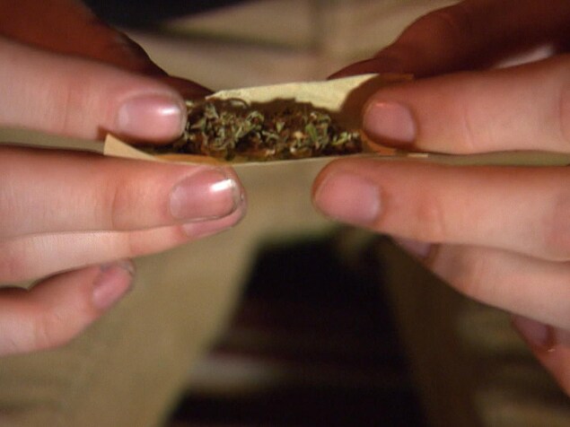 Un individu prépare un joint de marijuana. Un individu prépare un joint de marijuana.