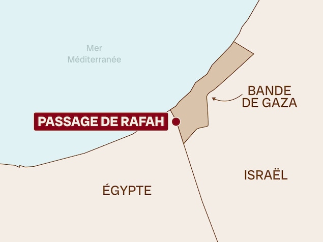 Carte montrant l'emplacement du passage de Rafah.