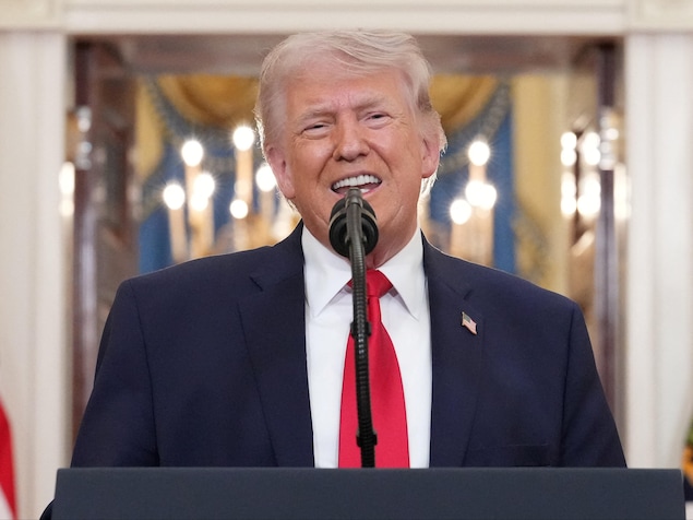 Donald Trump prononce un discours à la nation à la Maison-Blanche.