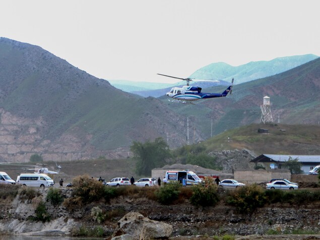 L'hélicoptère transportant le président iranien à la frontière iranienne avec l'Azerbaïdjan.