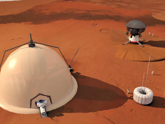 La base imaginée comporte trois modules. La base imaginée comporte trois modules.