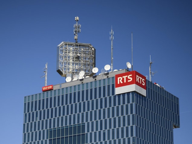 La tour de Radio Télévision Suisse (RTS), la chaîne publique francophone de Suisse, photographiée le 23 avril 2017 à Genève.