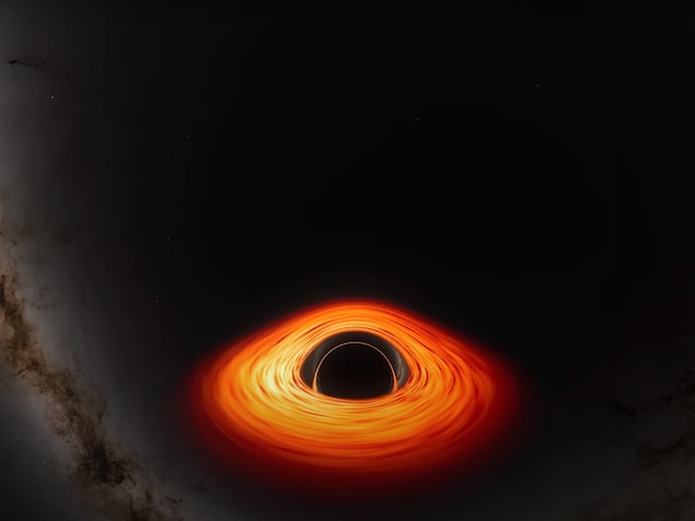 Image d'une simulation de trou noir produite par superordinateur.