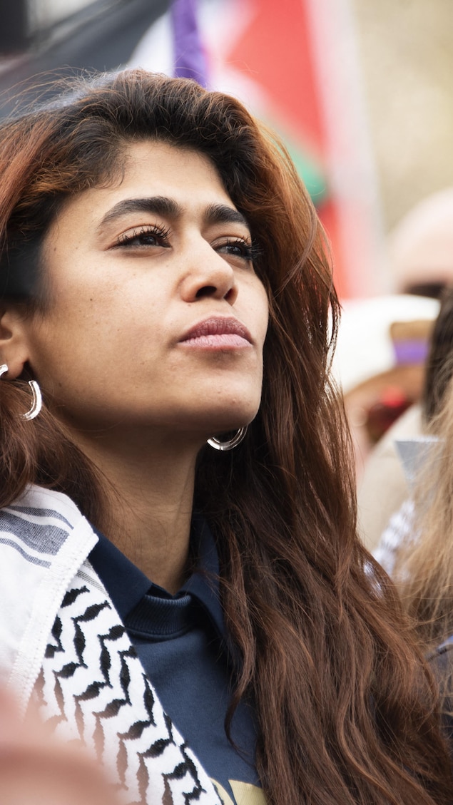 Rima Hassan, Clemence Guette attend a demonstration in Paris on March 22, 2025, as part of the international day against racism and fascism. (Photo by Magali Cohen / Hans Lucas / Hans Lucas via AFP) (Photo by MAGALI COHEN/Hans Lucas/AFP via Getty Images)          