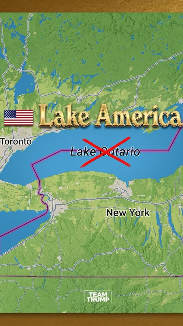Une carte publiée par Donald Trump sur son réseau social Truth Social dépicte le lac Ontario renommé lac de l'Amérique.