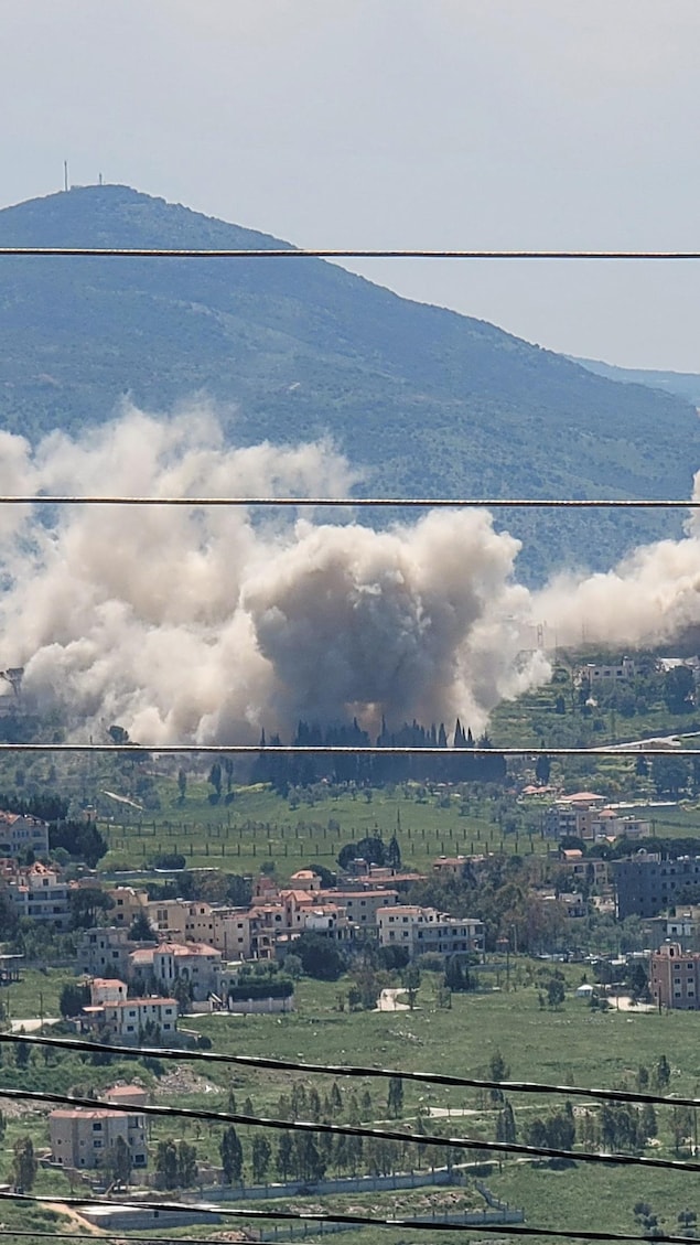 Le village de Khiam, au sud du Liban, le 25 avril 2026, où l'armée israélienne a fait sauter des habitations. 
