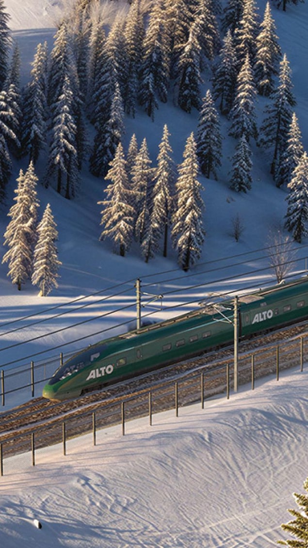 Un train en hiver.