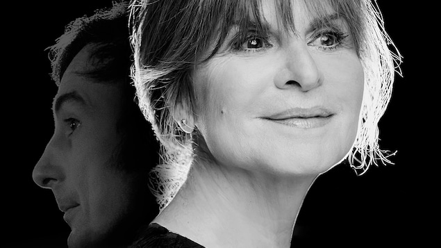 Les visages en noir et blanc de Guylaine Tremblay et Yvon Deschamps (jeune)
