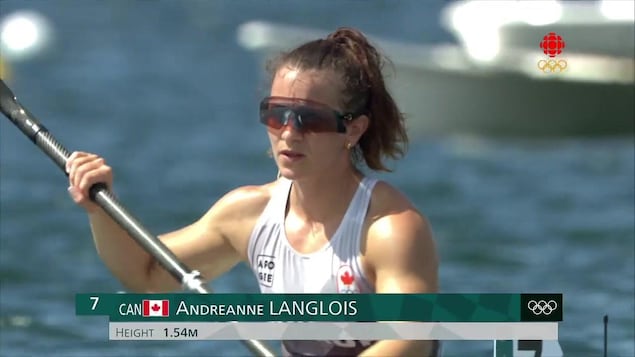 La kayakiste Andréanne Langlois en préparation pour la finale du K-1 200 m.