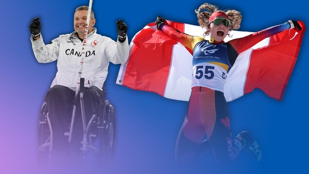 Natalie Wilkie et Mark Ideson, porte-drapeaux canadiens à la cérémonie de clôture