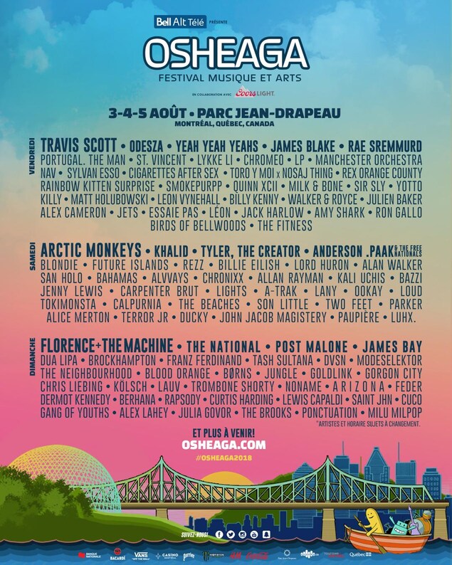 Le promoteur evenko a dévoilé la programmation d'Osheaga le 13 mars. Le promoteur evenko a dévoilé la programmation d'Osheaga le 13 mars.