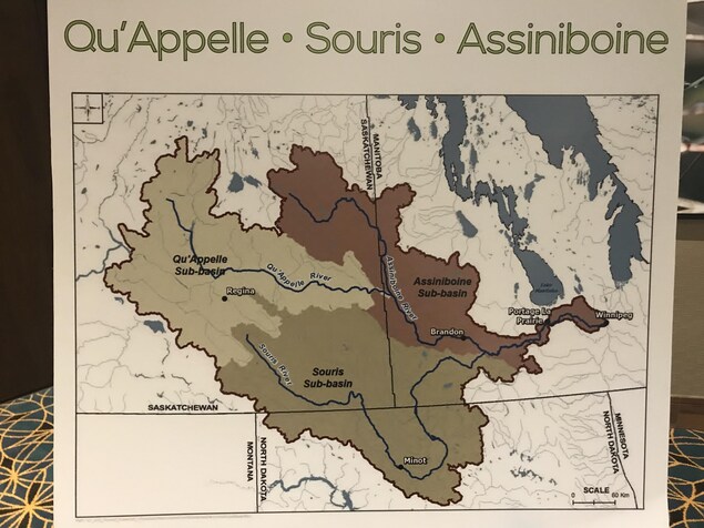 Une carte des bassins hydrographiques des rivières Qu'Appelle, Souris et Assiniboine. Une carte des bassins hydrographiques des rivières Qu'Appelle, Souris et Assiniboine.