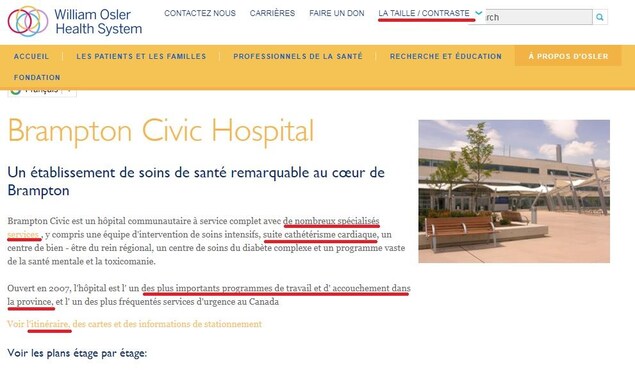 Une capture d'écran du site web