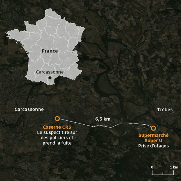 Carte de Carcassonne et de Trèbes. Carte de Carcassonne et de Trèbes.