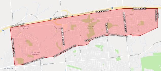 Une carte montre la zone visée par l'avis. Une carte montre la zone visée par l'avis.
