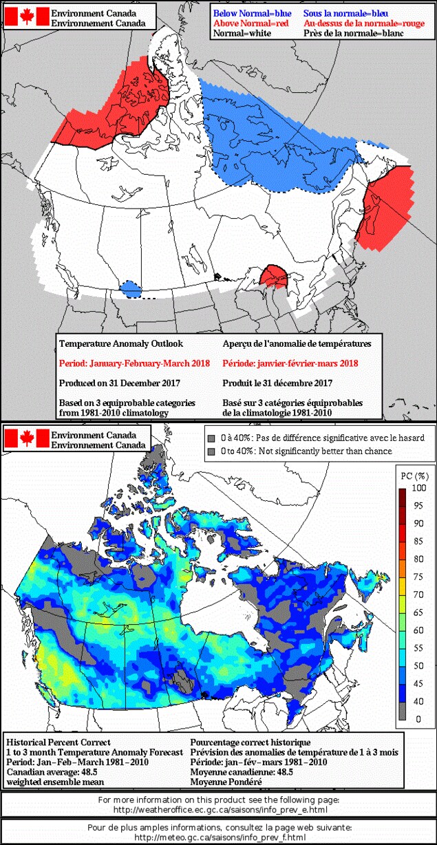 Carte de prévisions saisonnières d'Environnement Canada