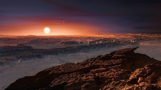 Représentation artistique de l'exoplanète Proxima B. Représentation artistique de l'exoplanète Proxima B.