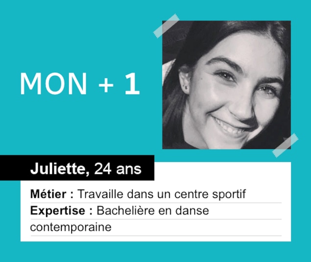 Juliette, 24 ans, travaille dans un centre sportif et a étudié en danse contemporaine. Juliette, 24 ans, travaille dans un centre sportif et a étudié en danse contemporaine.