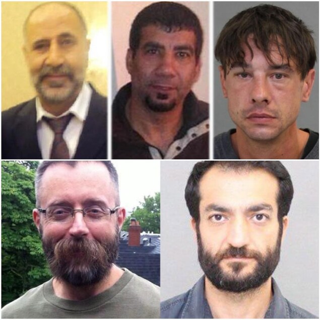 Photo en mosaïque des 5 victimes présumées. Photo en mosaïque des 5 victimes présumées.