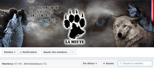 L'entête de la page Facebook secrète de La Meute. L'entête de la page Facebook secrète de La Meute.