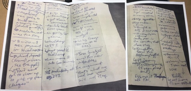Une photo des notes, en anglais, de Brian Gallant Une photo des notes, en anglais, de Brian Gallant