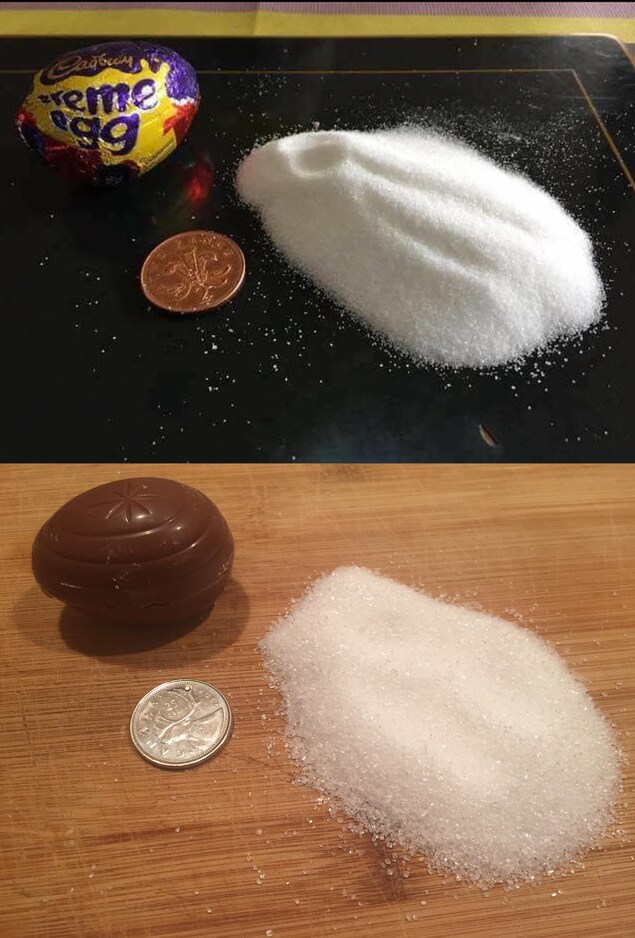 La pile de sucre de l'image originale est encore une fois plus épaisse que celle dans notre expérience. La pile de sucre de l'image originale est encore une fois plus épaisse que celle dans notre expérience.