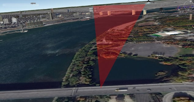 Ce plan de vue nous permet de déterminer que l'angle de la caméra masquait la surface pavée non loin du site. Ce plan de vue nous permet de déterminer que l'angle de la caméra masquait la surface pavée non loin du site.