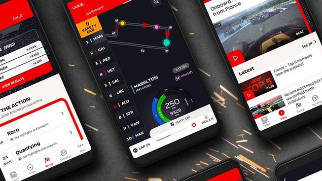 L'application pour suivre le grand prix en direct sur les téléphones intelligents. L'application pour suivre le grand prix en direct sur les téléphones intelligents.