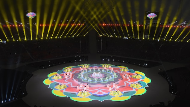 Un tableau à la cérémonie d'ouverture des Jeux paralympiques de Pyeongchang Un tableau à la cérémonie d'ouverture des Jeux paralympiques de Pyeongchang
