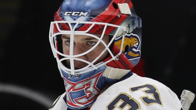 Samuel Montembeault devant le filet du Canadien à Toronto