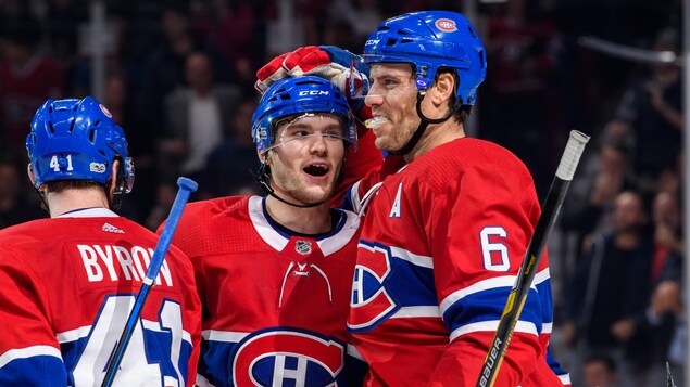 Paul Byron, Jonathan Drouin et Shea Weber Paul Byron, Jonathan Drouin et Shea Weber