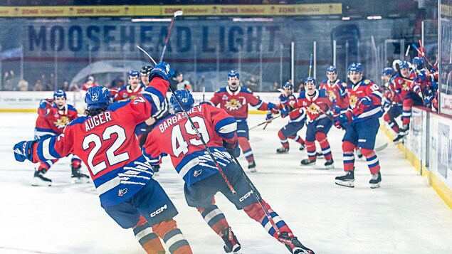 Des joueurs célébrants la victoire.