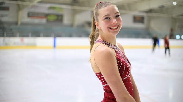 Katie Lesage sur la glace à Notre-Dame-de-Lourdes à la fin février 2024.