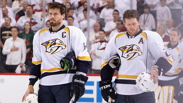 Shea Weber (gauche) et Ryan Suter (droite) Shea Weber (gauche) et Ryan Suter (droite)