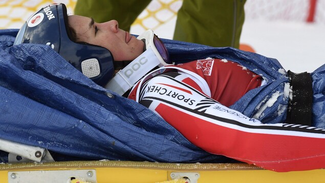 La Québécoise Marie-Michèle Gagnon a chuté lors de la manche finale de la descente d'entraînement en vue de la Coupe du monde de Lake Louise.