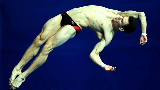 Vincent Riendeau en action aux Championnats du monde de la FINA à Gwangju, en Corée du Sud.