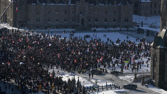 Manifestantes en Ottawa el 29 de enero de 2022.