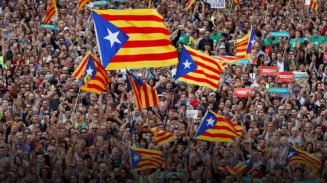 Des manifestants en Catalogne Des manifestants en Catalogne