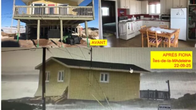 Une résidence avant et après l'ouragan Fiona 