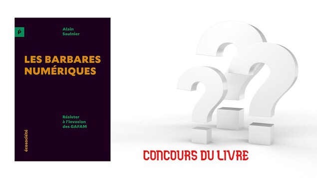 Page couverture du livre  Les Barbares numérique (g) et une inscription pour le Concours du livre