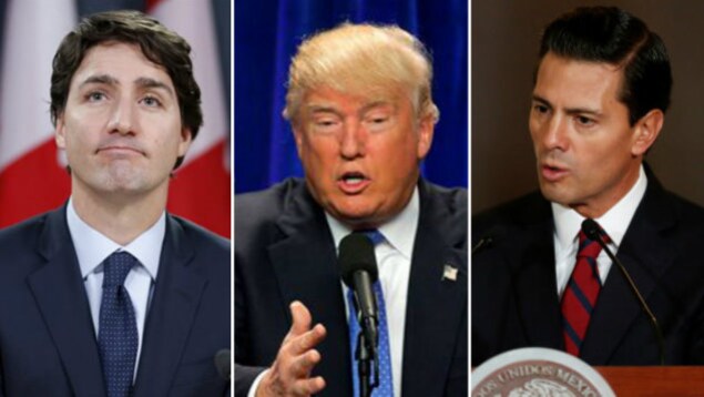 De gauche à droite, Justin Trudeau, Donald Trump et Enrique Pena Nieto De gauche à droite, Justin Trudeau, Donald Trump et Enrique Pena Nieto
