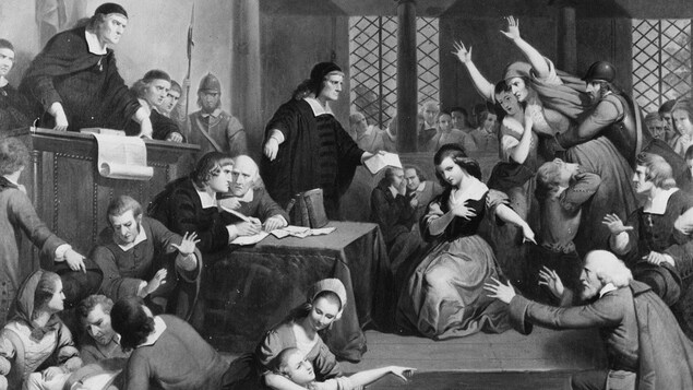 Évanouissements et agitations pendant un procès d'un accusé, George Jacobs, suspecté de sorcellerie en 1692.