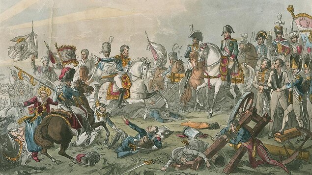 Illustration couleur de l'époque montrant une scène de guerre.