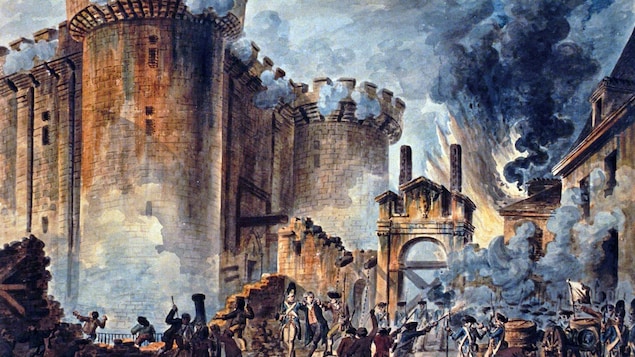 Une aquarelle montrant la prise de la Bastille.