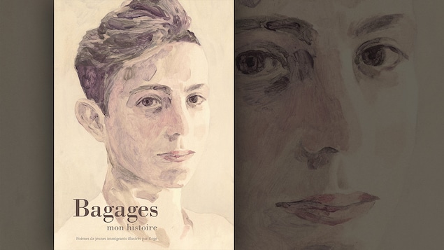 La couverture du livre « Bagages, mon histoire. Poèmes de jeunes immigrants illustrés par Rogé » : le portrait du visage d'un jeune garçon de trois-quart. La couverture du livre « Bagages, mon histoire. Poèmes de jeunes immigrants illustrés par Rogé » : le portrait du visage d'un jeune garçon de trois-quart.